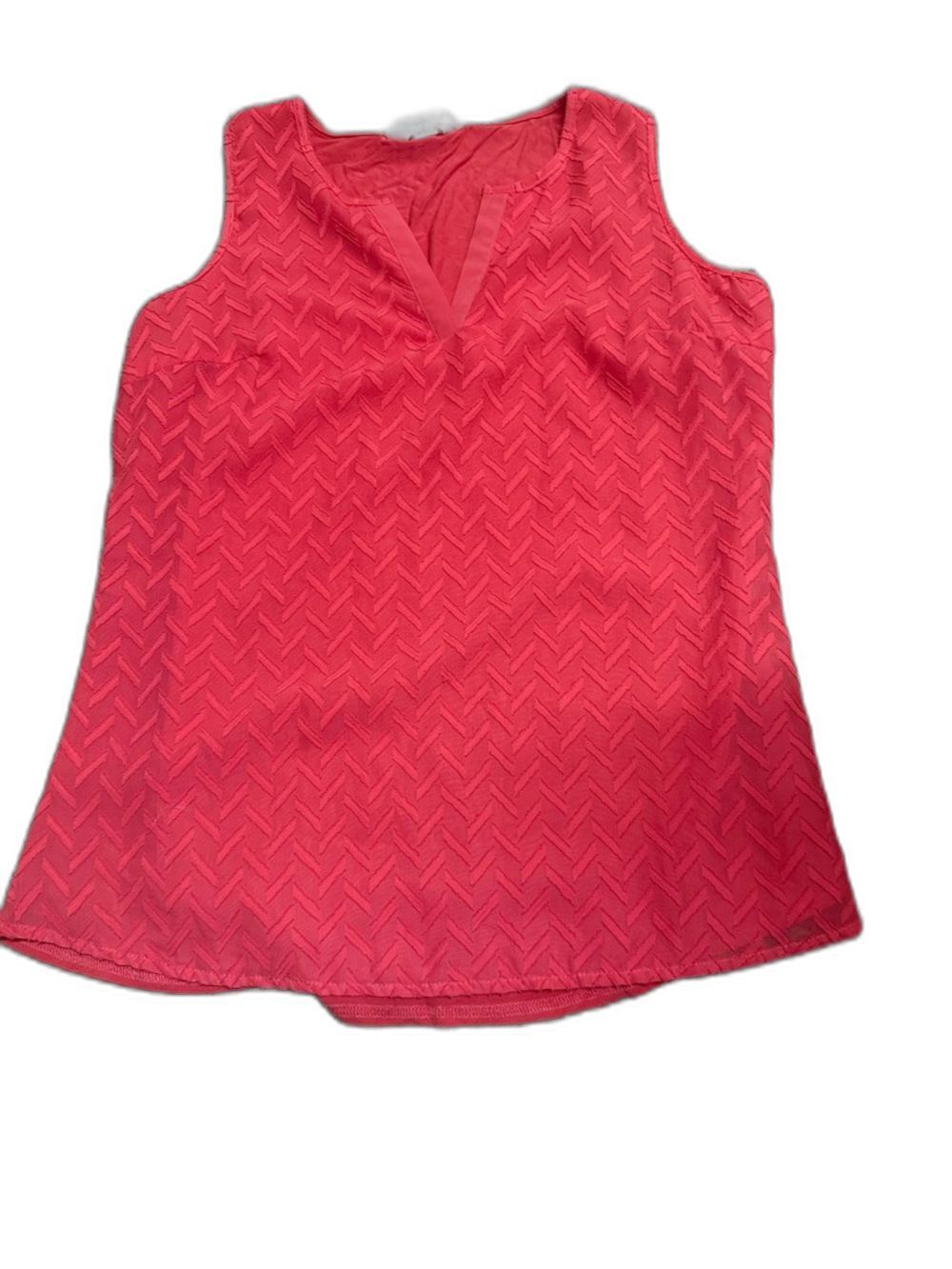Market & Spruce Coral-Red Sleeveless V-Notch Textured Camisole